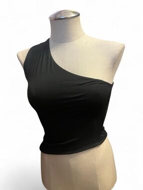 SHEIN Black One-Shoulder Asymmetric Crop Top